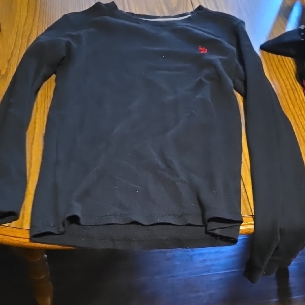 Black Long Sleeve Shirt with Red Logo